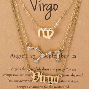 Zodiac Virgo 3 piece Goldtone Pendant necklaces